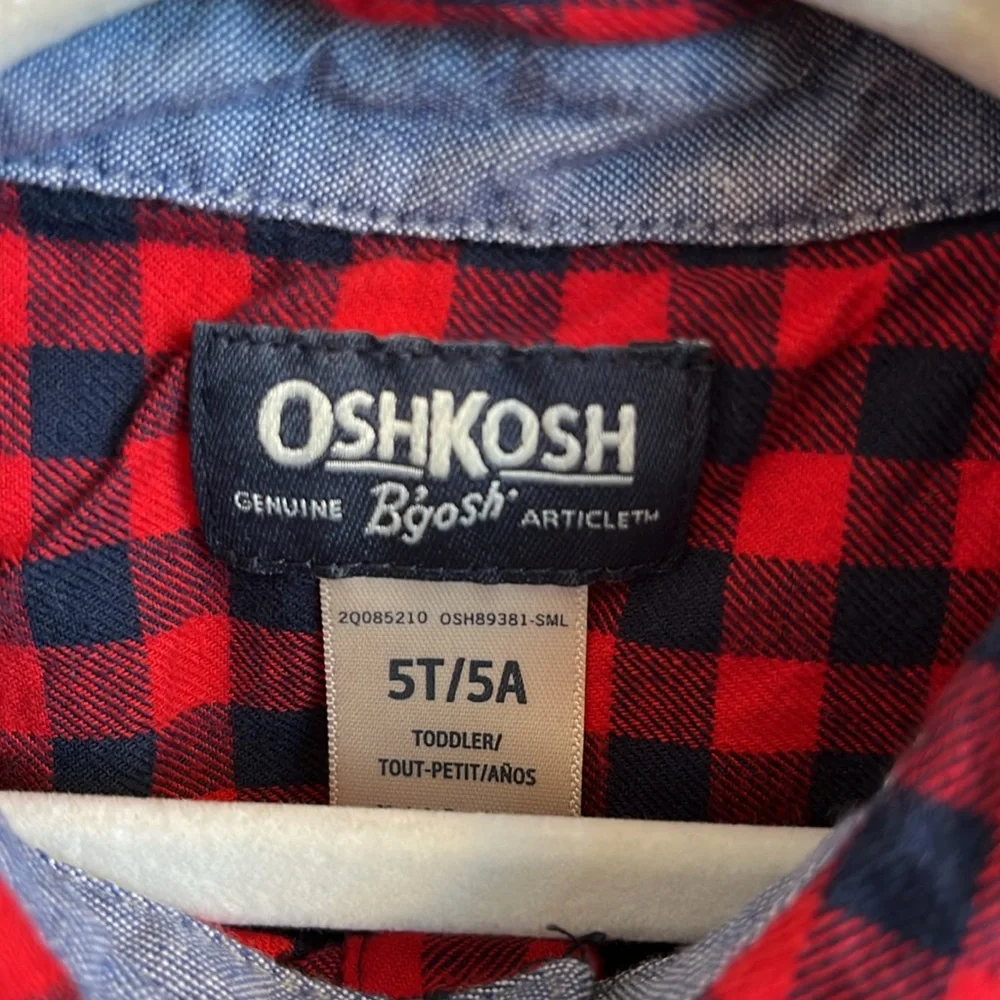 5/$25: OshKosh B'gosh Red and Blue Plaid Button Down Shirt